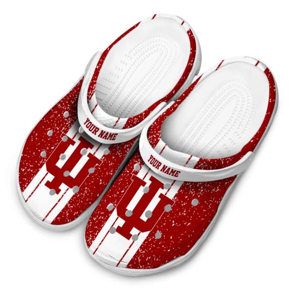 personalized indiana hoosiers vertical stripes clog latest model