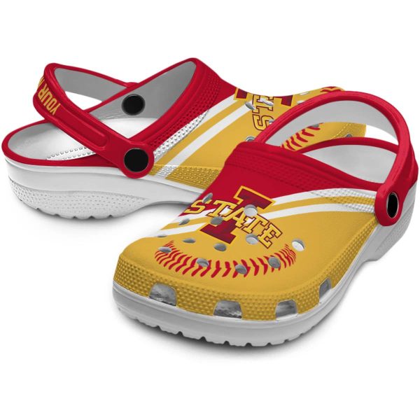 personalized iowa state cyclones baseball motif clog high quality