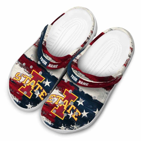 personalized iowa state cyclones patriotic stripes clog latest model