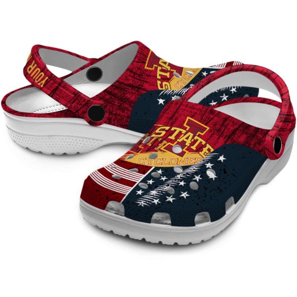 personalized iowa state cyclones star spangled side pattern clog high quality