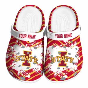 personalized iowa state cyclones zigzag paint burst clog best selling