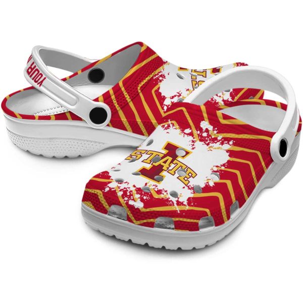 personalized iowa state cyclones zigzag paint burst clog high quality