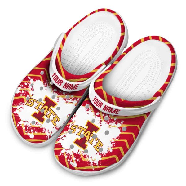 personalized iowa state cyclones zigzag paint burst clog latest model