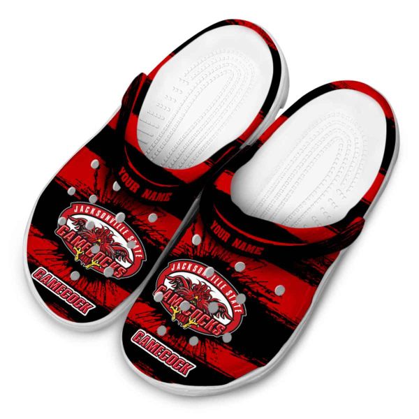 personalized jacksonville state gamecocks paint splatter graphics clog latest model