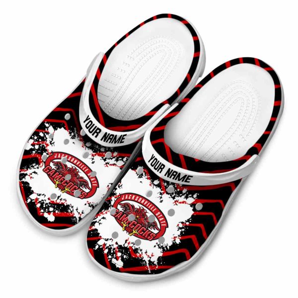 personalized jacksonville state gamecocks zigzag paint burst clog latest model