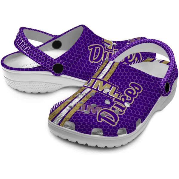 personalized james madison dukes contrasting stripes clog high quality