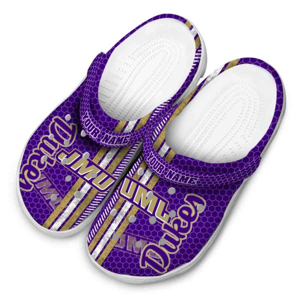 personalized james madison dukes contrasting stripes clog latest model