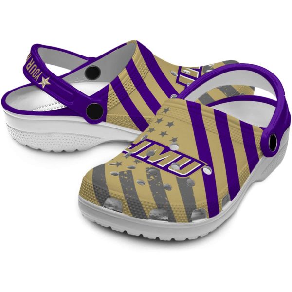 personalized james madison dukes star spangled graphic clog high quality