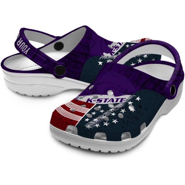 personalized kansas state wildcats star spangled side pattern clog high quality