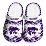 personalized kansas state wildcats zigzag paint burst clog best selling