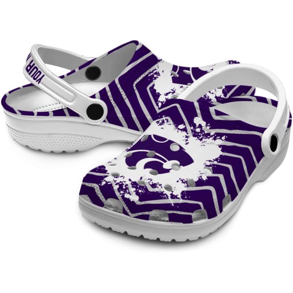 personalized kansas state wildcats zigzag paint burst clog high quality