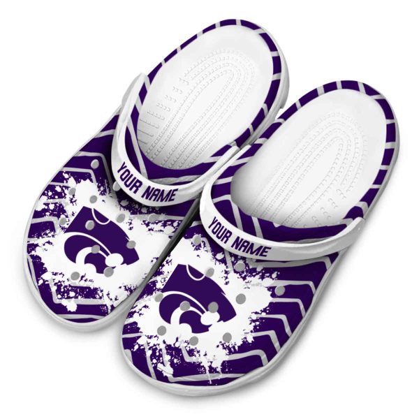 personalized kansas state wildcats zigzag paint burst clog latest model