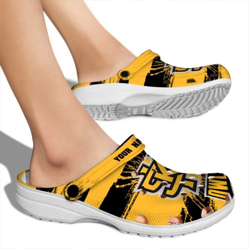 personalized kennesaw state owls paint splatter graphics clog fashion forward