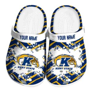 personalized kent state golden flashes zigzag paint burst clog best selling