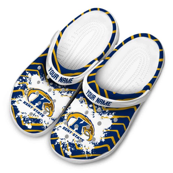 personalized kent state golden flashes zigzag paint burst clog latest model