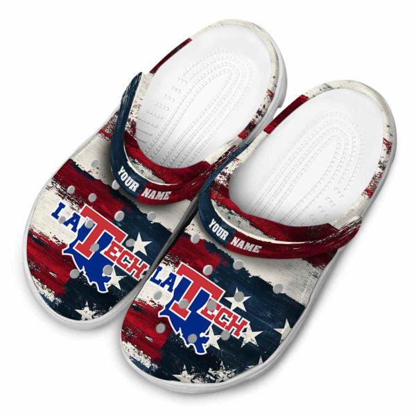 personalized la tech patriotic stripes clog latest model