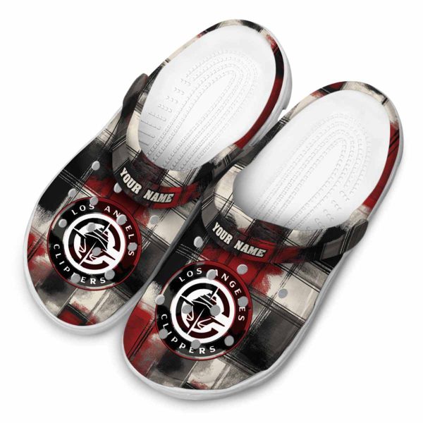 personalized los angeles clippers plaid fusion clog latest model