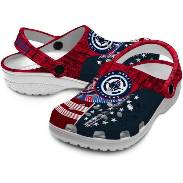 personalized los angeles clippers star spangled side pattern clog high quality
