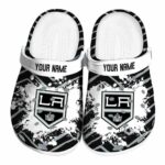 personalized los angeles kings zigzag paint burst clog best selling