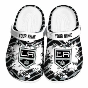personalized los angeles kings zigzag paint burst clog best selling