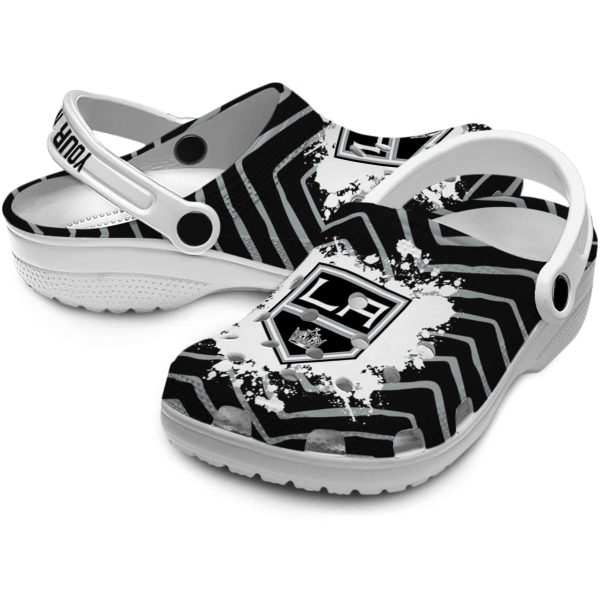 personalized los angeles kings zigzag paint burst clog high quality