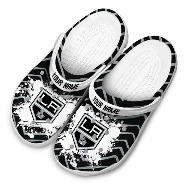 personalized los angeles kings zigzag paint burst clog latest model