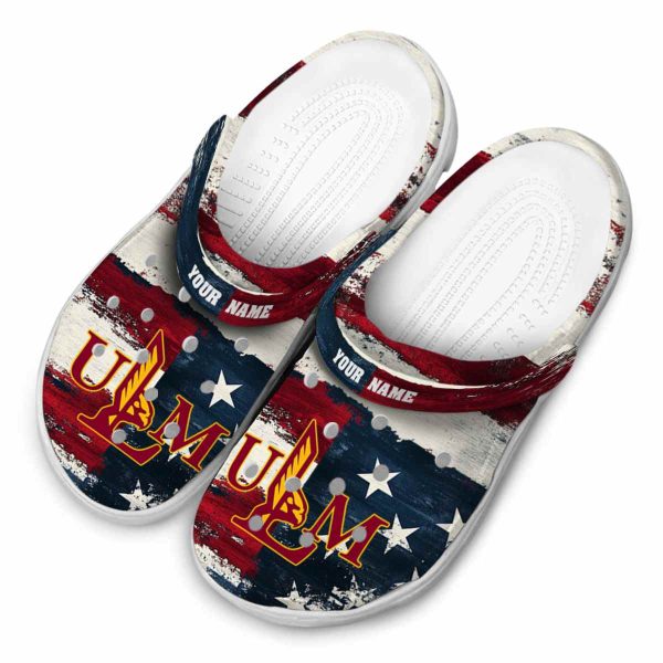 personalized louisiana monroe warhawks patriotic stripes clog latest model