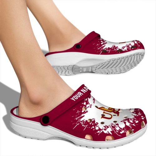 personalized louisiana monroe warhawks splatter background clog fashion forward