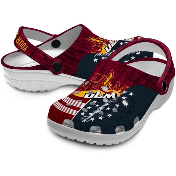 personalized louisiana monroe warhawks star spangled side pattern clog high quality