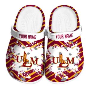 personalized louisiana monroe warhawks zigzag paint burst clog best selling