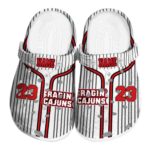 Personalized Louisiana Ragin' Cajuns Pinstripe Pattern Clog 1 personalized louisiana ragin cajuns pinstripe pattern clog best selling