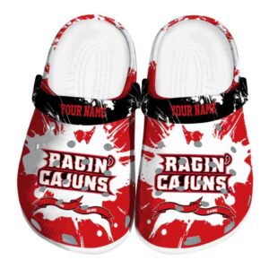 personalized louisiana ragin cajuns splatter pattern clog best selling
