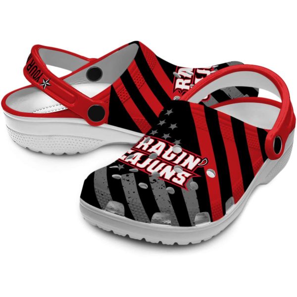 personalized louisiana ragin cajuns star spangled graphic clog high quality