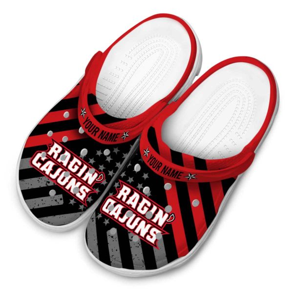 personalized louisiana ragin cajuns star spangled graphic clog latest model