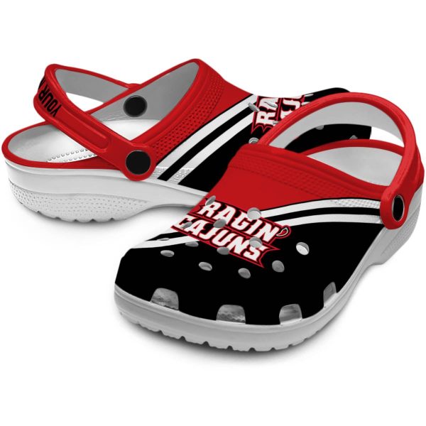 personalized louisiana ragin cajuns striped accents clog high quality