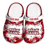 personalized louisiana ragin cajuns zigzag paint burst clog best selling
