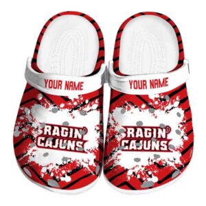 personalized louisiana ragin cajuns zigzag paint burst clog best selling