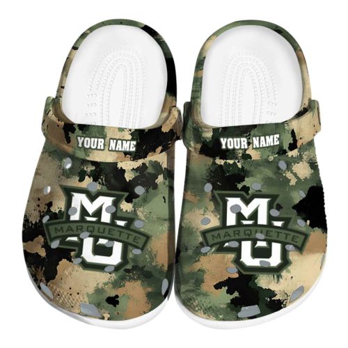 personalized marquette golden eagles camouflage craze clog best selling