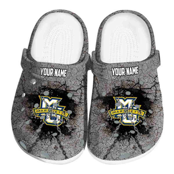 personalized marquette golden eagles cracked ground texture clog best selling