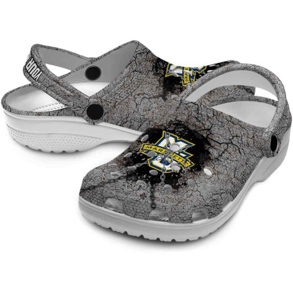 personalized marquette golden eagles cracked ground texture clog high quality