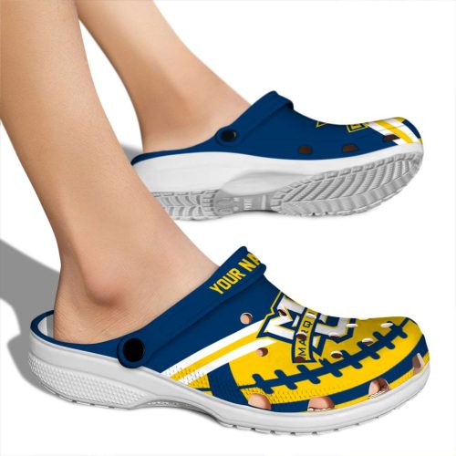 personalized marquette golden eagles football motif clog fashion forward