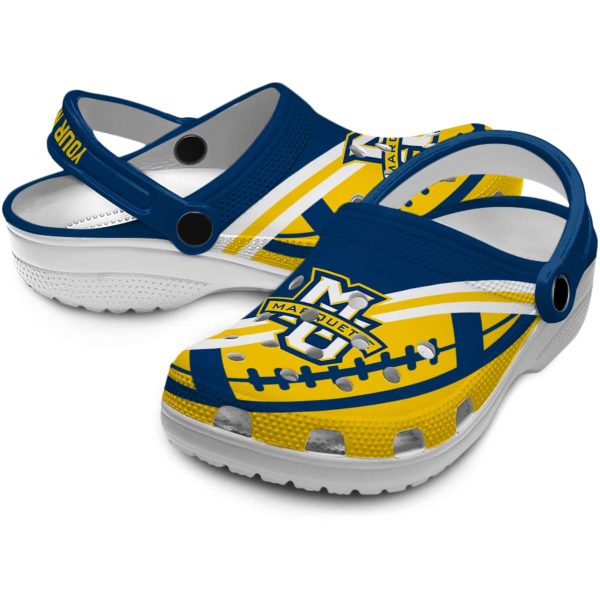personalized marquette golden eagles football motif clog high quality