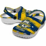 personalized marquette golden eagles paint splatter graphics clog best selling