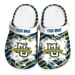 personalized marquette golden eagles zigzag paint burst clog best selling