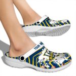 personalized marquette golden eagles zigzag paint burst clog best selling