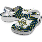 personalized marquette golden eagles zigzag paint burst clog best selling