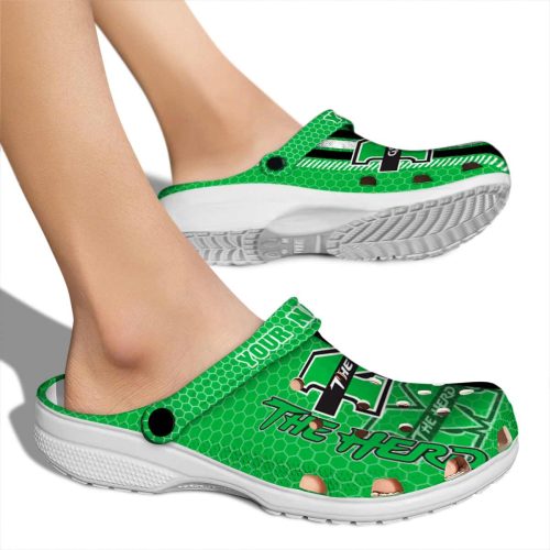personalized marshall thundering herd contrasting stripes clog fashion forward