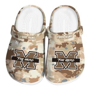 personalized marshall thundering herd desert camo clog best selling