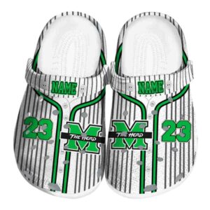 personalized marshall thundering herd pinstripe pattern clog best selling