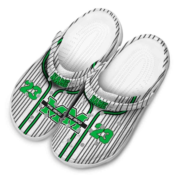 personalized marshall thundering herd pinstripe pattern clog latest model